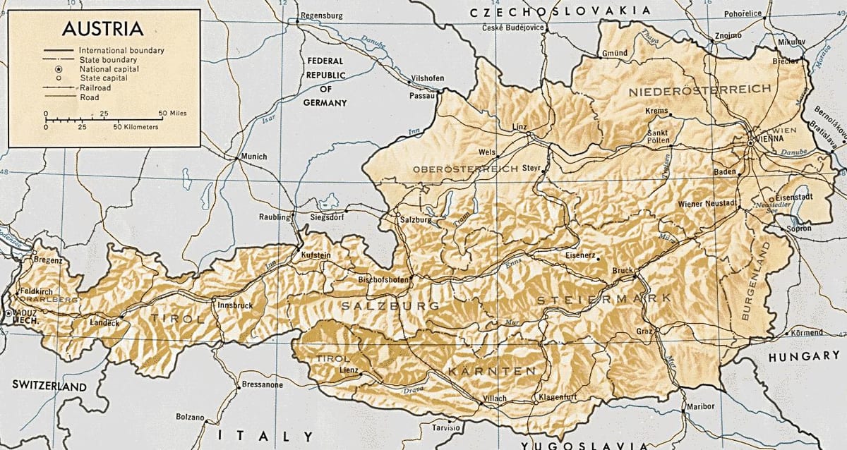 ავსტრიაში გეოგრაფიული რუკა