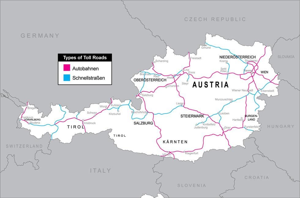 ზარი გზების ავსტრიის რუკა