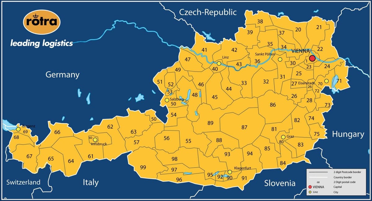 რუკა ავსტრიაში საფოსტო ინდექსი 