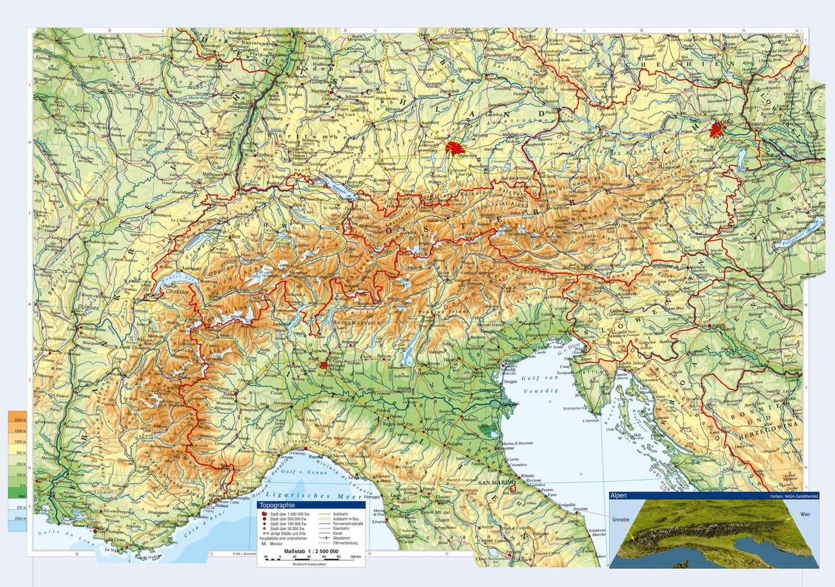 რუკა ავსტრია ტოპოგრაფიული