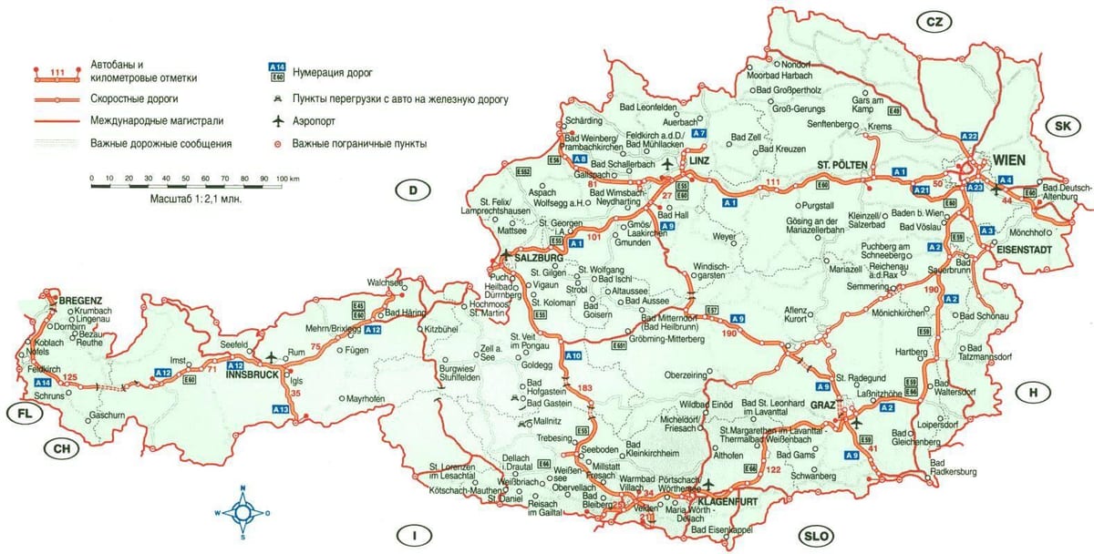 ავსტრიაში მოგზაურობის რუკა