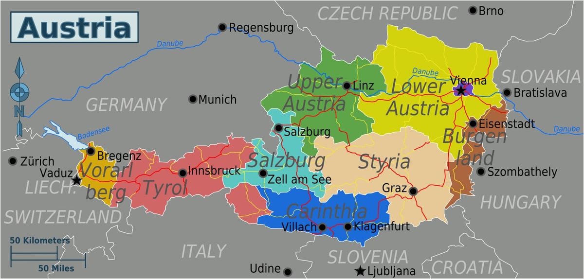 რუკა ავსტრიული შტატები