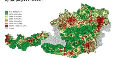 ავსტრიის მოსახლეობის სიმჭიდროვე რუკა