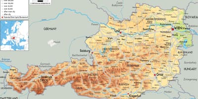 რუკა საქართველოს ფიზიკური რუკა ავსტრია